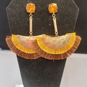 Elegant Gold and Brown Fringe Earrings